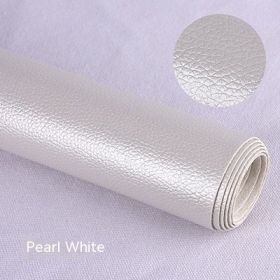 Litchi Self-adhesive Leather Refurbished Bedside And Sofa Repair Patch Leather Patch (Option: Pearl White-137x50cm)