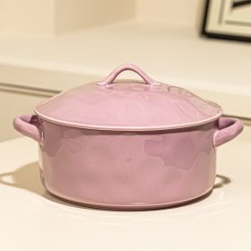 Household Porcelain Soup Bowl With Lid (Option: Purple Bowl)