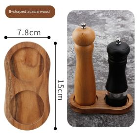 Solid Wood Pepper Mill Base Locust Manganese Rubber Wood Double Hole Tray (Option: Wooden Base)