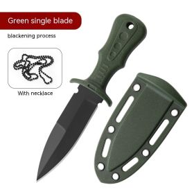 Outdoor Knife Straight Knife Camping Portable Fruit Knife (Option: Black Blade Green Handle-121)