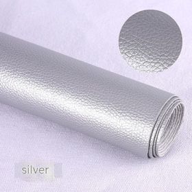 Litchi Self-adhesive Leather Refurbished Bedside And Sofa Repair Patch Leather Patch (Option: Silver-137x50cm)