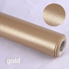 Litchi Self-adhesive Leather Refurbished Bedside And Sofa Repair Patch Leather Patch (Option: Gold-137x50cm)