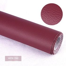 Litchi Self-adhesive Leather Refurbished Bedside And Sofa Repair Patch Leather Patch (Option: Wine Red-137x50cm)